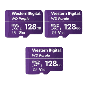 Kit 3 Unidades Cartão De Memória WD Purple Micro SD 128GB
