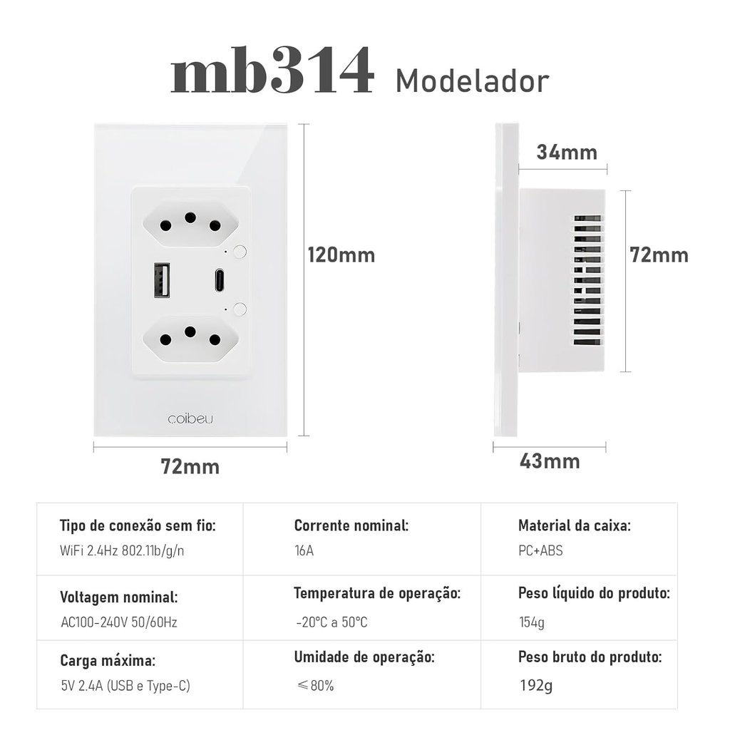 Interruptor Inteligente WiFi, Tomada Inteligente WiFi, Controle Remoto de Eletrodomésticos Por Telefones Celulares Coibeu - Miniatura 3
