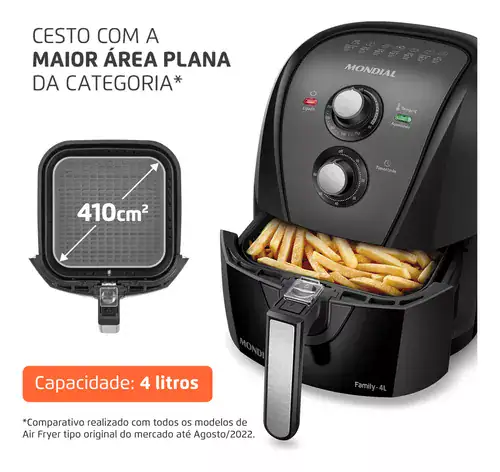 Fritadeira sem óleo air fryer 4L Mondial preto 1500W AFN-40-BFT - Miniatura 2