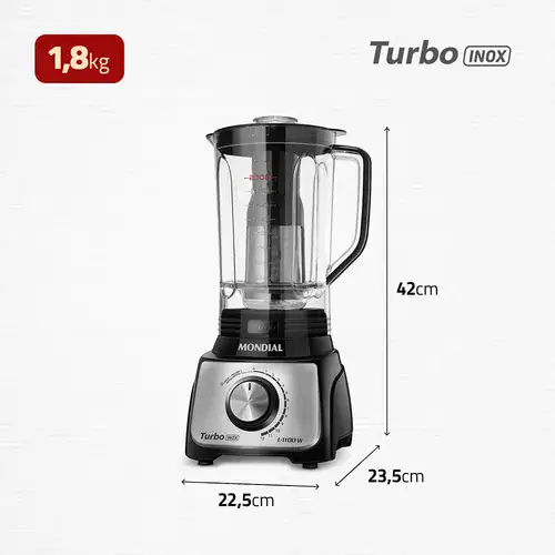 Liquidificador Turbo Mondial 1100W L-1100 BI - Miniatura 7