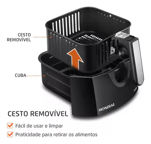 Fritadeira sem óleo air fryer 4L Mondial preto 1500W AFN-40-BFT - Miniatura 5