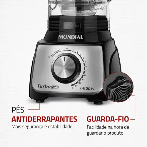 Liquidificador Turbo Mondial 1100W L-1100 BI - Miniatura 2