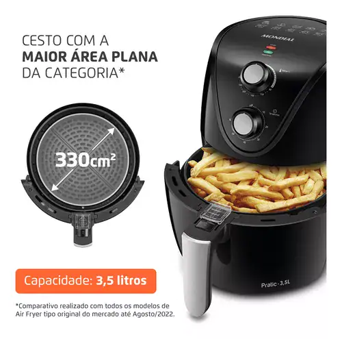 Fritadeira Sem Óleo Air Fryer 3,5l Preto 1500w Af-31 Mondial 127V - Miniatura 6