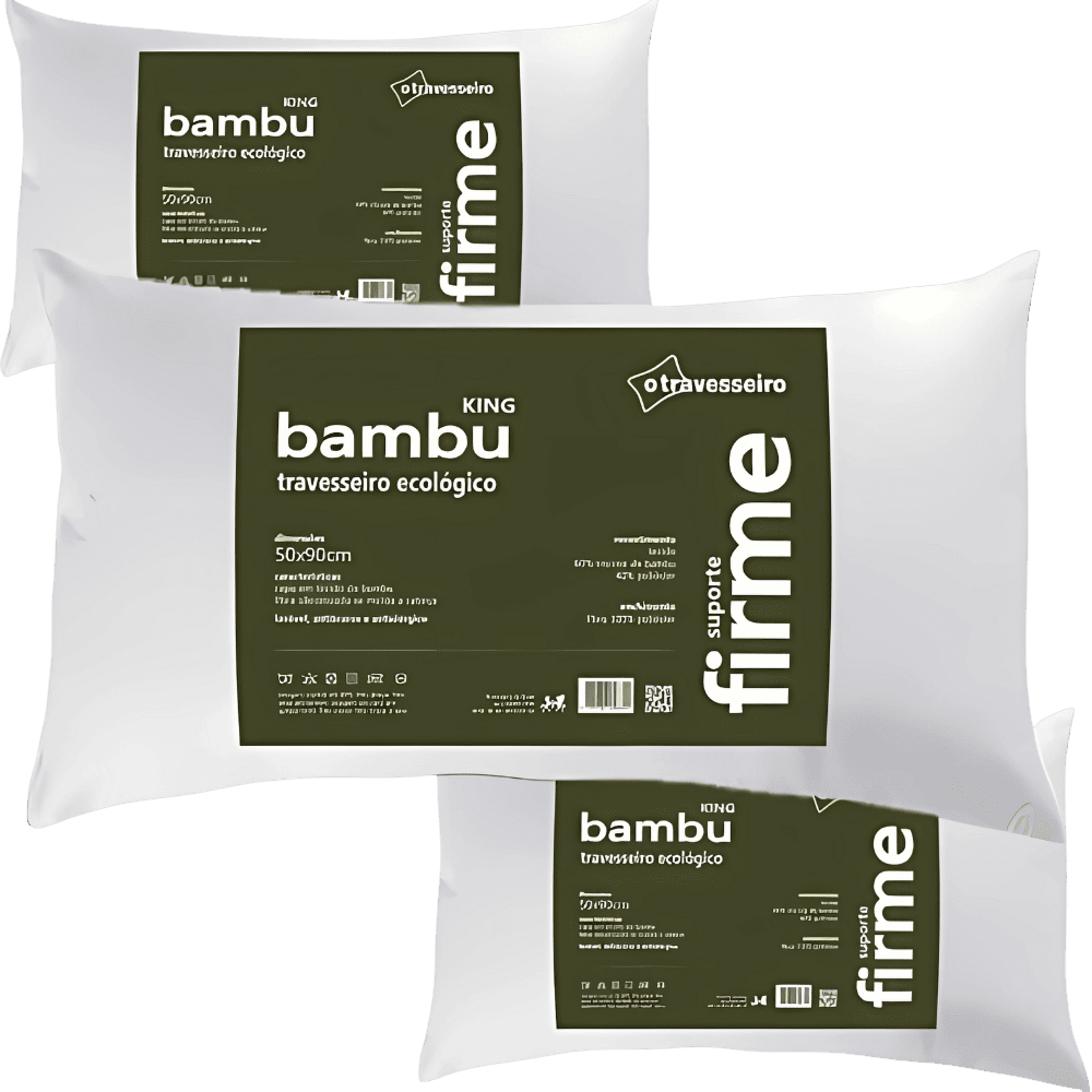 Kit com 3 Travesseiros Hipoalérgicos de Bambu 50x70cm - Miniatura 1