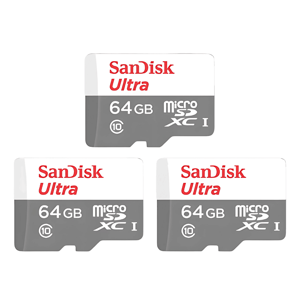 Kit 3 Unidades Cartão Memória Micro Sd Sandisk 64gb Classe 10 Ultra