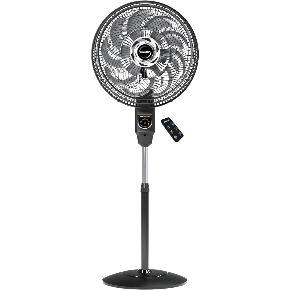 Ventilador de Coluna Mallory Max Control Com Controle Remoto 140W, Silencioso, Com Hélice de15 pás, Grade Especial em Sistema TS, Máxima Vazão e Mínimo Ruído
