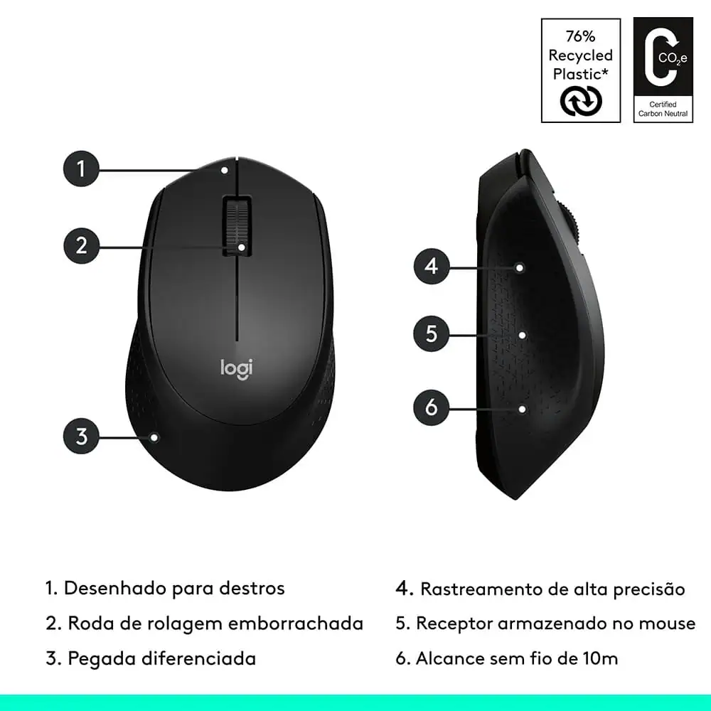 Mouse sem fio Logitech M280 com Pilha Inclusa - Miniatura 4