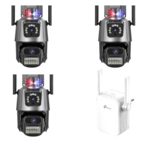 Kit 3x Câmera de Segurança P11 EKS Wi-Fi 4K: Duas Lentes + Repetidor 230M  | Leve 3 Pague 2